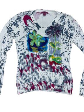 Vintage IDI by Matthew Art to Wear Top Women's Size Large Rayon Embellished Bead